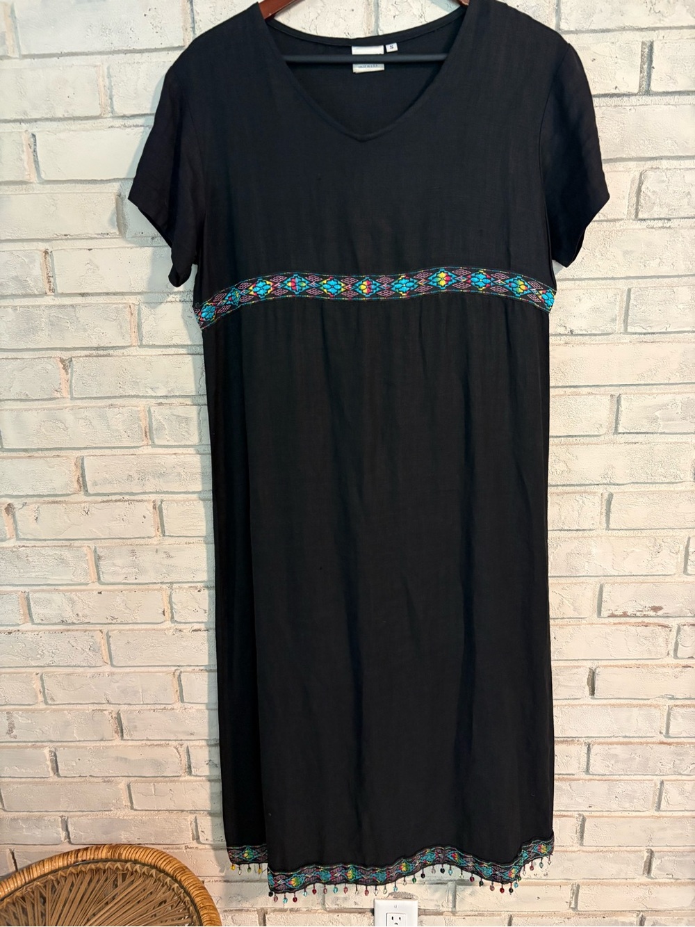 Match brand, made in USA Black 100% linen midi Vintage EUC size S